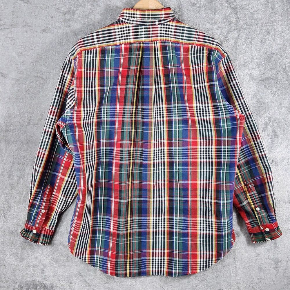 Ralph Lauren Shirt Large Vintage 1990s Denim Tartan Plaid Button Up - Picture 3 of 10